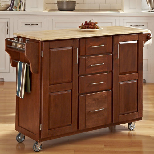 Red Barrel Studio® Littrell 48'' Wide Rolling Kitchen Island with Solid